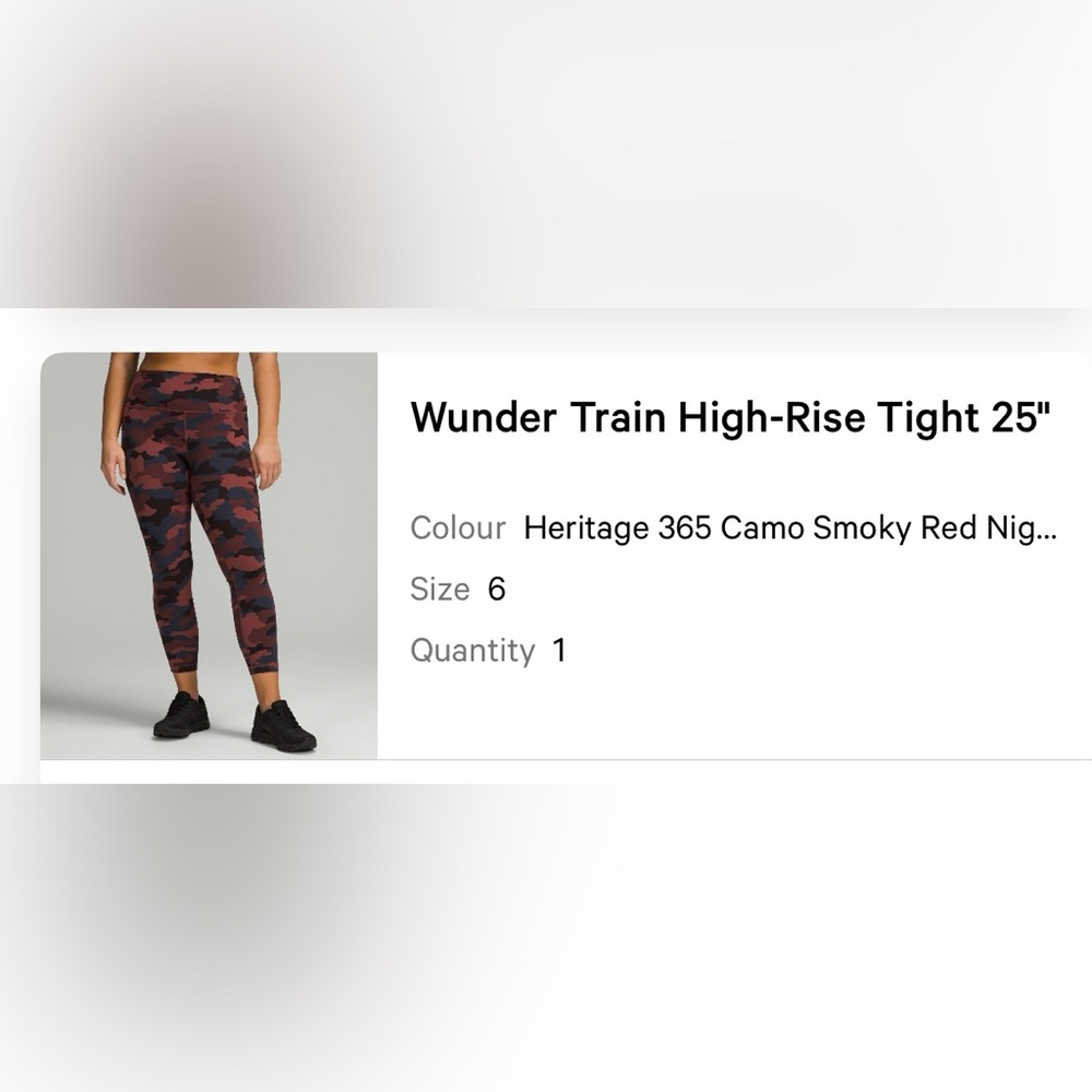 Lululemon Wunder Train RARE Camo Pant - Size 6